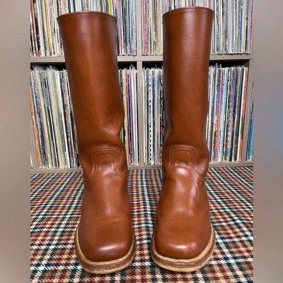 Frye Shoes - True Vintage 70s Frye Stacked Heel Leather Boot Size 10.5 M Women's 8.5 D Men's